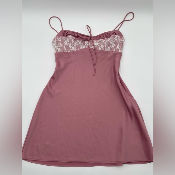 Urban Outfitters Perrie Lace-Inset Slip Dress Women’s Size Small Mauve Pink - Picture 7 of 16